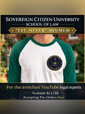 Sovereign Citizen University School of Law Raglan T-Shirt | Court/ Legal Humor